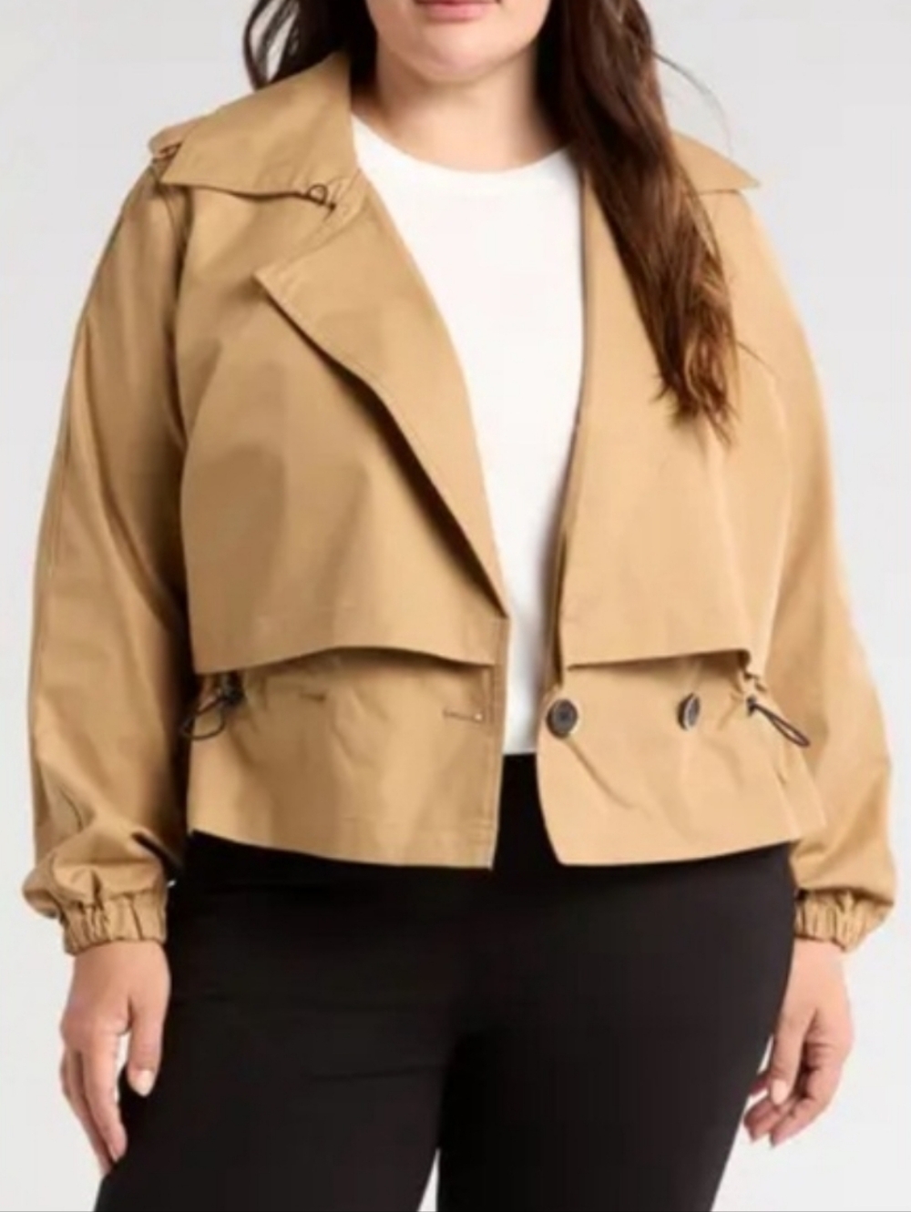 Universal Standard Leonard Cropped Trench Coat Double-breasted Water-repellent